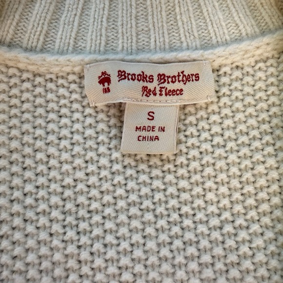 Brooks Brothers‎ Cardigan Wool Blend Women's Sweater Ivory Black Burgundy Size S - Picture 4 of 8